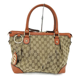 Gucci Tote Bag Sukey GG Canvas Beige Orange
